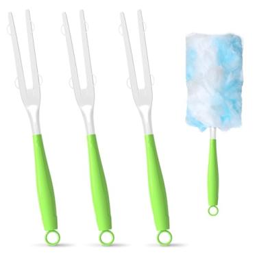 Imagem de 3 peças de refis de espanador conjunto de alças dobráveis compatível com Swiffer Dusters, cabo de escova de remoção de poeira estática descartável para poeira eletrônica, móveis, persianas