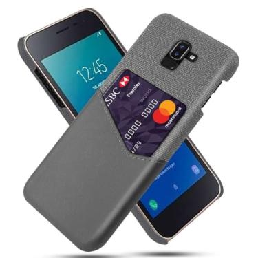 Imagem de Capa para Samsung Galaxy J8 2018,Tela e tampa de couro PU,Anti-deslizante,Resistência à impressão digital,Caso de proteção de 360°com 1 slot de cartão atrás-Gray