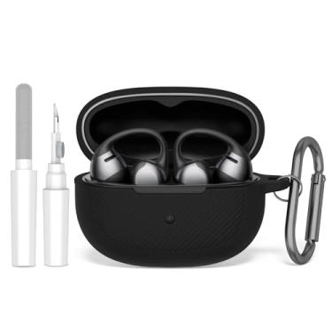 Imagem de TUDIOW Capa para SHOKZ OpenDots ONE, capa protetora de silicone macio à prova de choque compatível com os fones de ouvido SHOKZ OpenDots One com kit de limpeza e chaveiro (preto)