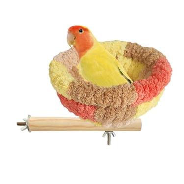 Imagem de Casa de Pássaro para Gaiola | Ninho De Canário Flanela Brinquedo Poleiro Para Pássaros,Acessórios para Gaiola de Calopsita com Poleiro Pequeno e Ninho Aquecido para Canário, Conure, Cacatua, Arara, Ag