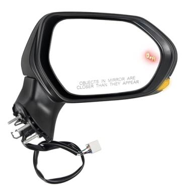 Imagem de Dexepe Conjunto de espelho lateral do passageiro compatível com Toyota Camry 2018-2024 aquecido com monitor de ponto cego, seta, substituição de vidro ajustável de energia 8791006840 8791033C30 preto