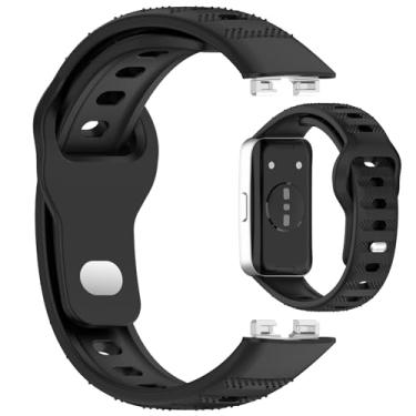 Imagem de LOKEKE Pulseira de substituição compatível com Huawei Band 10 – Pulseira de substituição de silicone para relógio de pulso compatível com Huawei Band 10/9/8 (preto)