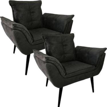 Imagem de Kit Duas Poltronas Opala Robust Sued Marrom - Sua Casa Decor