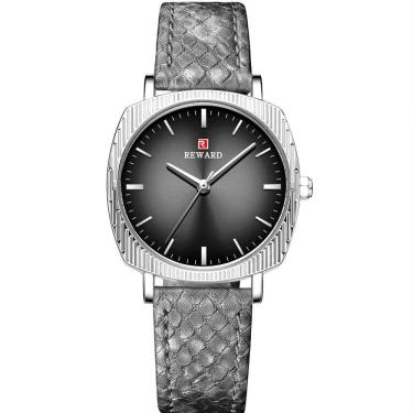 Imagem de Relógio De Quartzo Feminino Com Estampa Cobra Animal Print Pulseira De Couro Cinza