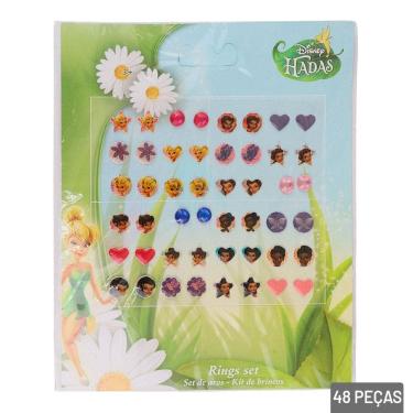 Imagem de Brinco Adesivo Infantil 48 Pçs Fadas da Disneys - Tudo em Caixa