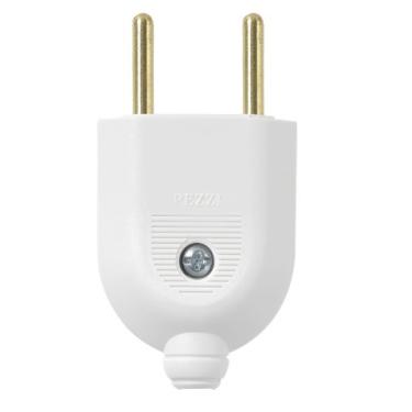 Imagem de Plug Pezzi Extensão Elétrica Branco - Macho 2 Pinos 4mm 10A