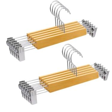 Imagem de Kit 20 Cabides Madeira Presilha Envernizado Adulto Premium Calça Vestido Saia Bermuda