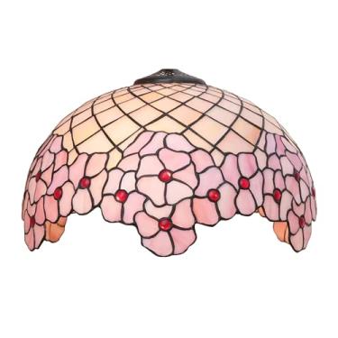 Imagem de errzom Abajur De Substituição Com Flor Cerejeira, Estilo Tiffany Pastoral Romântico, Capa Luz Rosa, Apenas Para Luminária Mesa Pendente Chão, 16"