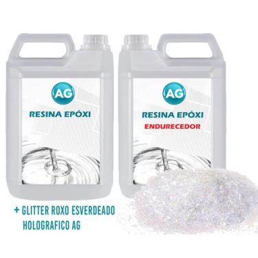 Imagem de Resina Epóxi 1KG + Glitter Roxo Esverdeado Holografico AG - Resinas ag