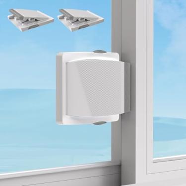 Imagem de KIZZHISI Fechadura de porta deslizante (pacote com 2) - Fechadura de porta de vidro deslizante sem perfuração para fechaduras de janela, pátios, portas de armário e impermeabilização de bebês, adesivo