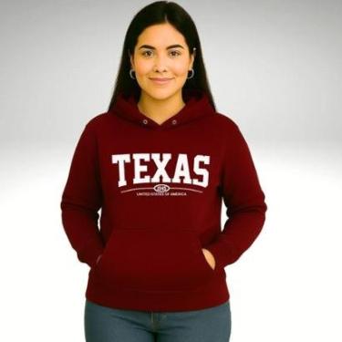 Imagem de Moletom Unissex Canguru Blusas de Frio Casaco Fechado Liso Estampado Texas-Unissex