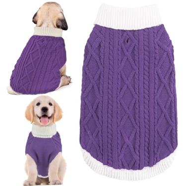 Imagem de Suéteres para cães pequenos com trela, gola rolê, suéter de malha para meninos e meninas, quente, macio e de alta elasticidade, roupas para animais de estimação para outono e inverno, camisetas para
