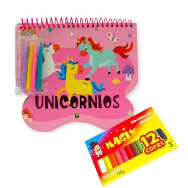 Imagem de Livro Desenhos Unicórnios Com Canetinha+Adesivos+Massinha - Todolivro 