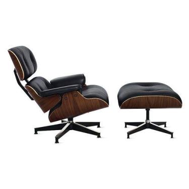 Imagem de Poltrona Lounge Charles Eames Com Puff Base de Alumínio - NossaKasa Mó