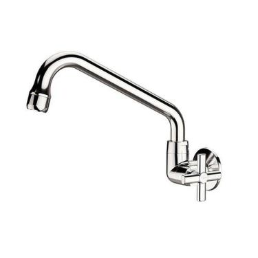 Imagem de Torneira Cozinha Parede Bica Baixa Cromada 1/2 Com Redutor De Vazão - Blukit