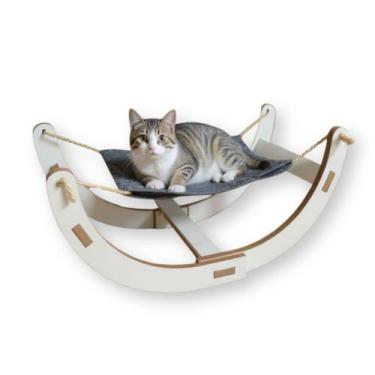 Imagem de Cama Suspensa Gato Com Rede Segura Elegante Cama Para Gato - BT WOOD, 
