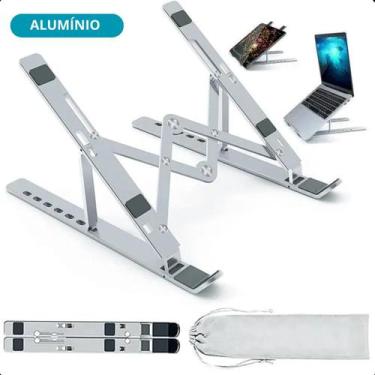 Imagem de Base Ergonômica Para Notebook Dobrável Aço Prateado - FAZA