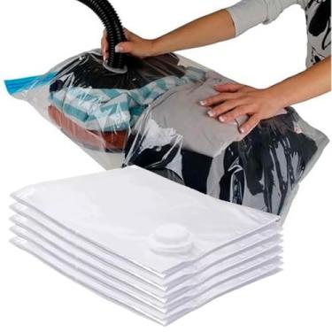 Imagem de Kit com 5 Saco A Vácuo Para Roupas Tamanho 60x80cm Porta Edredom Cobertor Toalhas e Roupas Organizador Mala de Viagem Closet