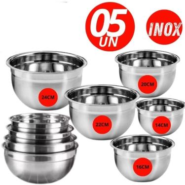 Imagem de Kit Cozinha 05 Tigelas De Potes Bowls Em Aço Inox