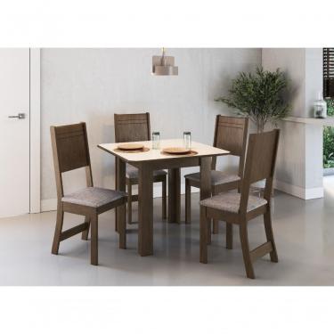 Imagem de Conjunto Sala De Jantar Fidelitá Pequim Com 4 Cadeiras Noce/off-white Assento Linho