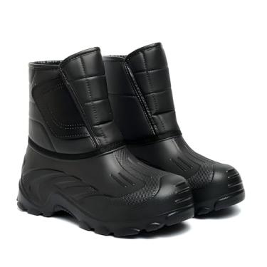 Imagem de Harssidanzar Bota masculina de caça masculina para uso ao ar livre, quente, à prova d'água, à prova de frio, EVA ToeDuck RM030US, Preto, 42