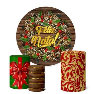 Imagem de Trio Capas Cilindro + Painel Sublimado Festa 1,50m Natal (K1NAT042)