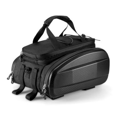 Imagem de Tomvorks 11l Bike Bags para Rack Traseiro, Bolsa de Sela de Casca Dura de Grande Capacidade, Alça de Ombro Incluída, Corda de Encadernação Superior para Guarda -chuvas, Abertura (Black 31L