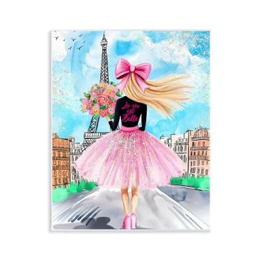 Imagem de Stupell Industries Design de arte parisiense Fashionista & Bouquet Wall Plaque por Jess Stempel, 14 x 11