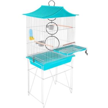 Imagem de Viveiro Calopsita Mansa Pássaros Aves Completa Teto chinesinha Com Acessórios Abertura Frontal (Verde)