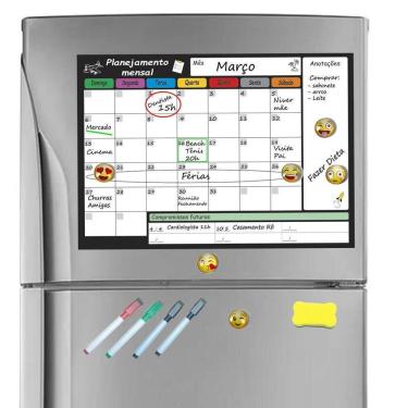 Imagem de Planner Mensal Planejador Magnético Geladeira Emoticons Imã