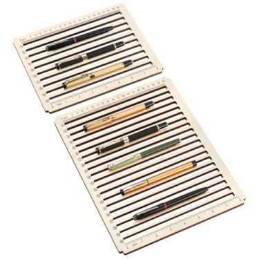Imagem de BENECREAT Pacote com 2 compartimentos com 10/20 compartimentos para lápis com escala - Ferramenta de gravação a laser, suporte de lápis de madeira para fazer canetas criativas e designs de papelaria