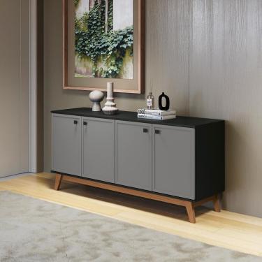 Imagem de Aparador Kappesberg 4 Portas Shaker Preto Fosco/cinza Sagrado 156cm