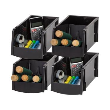 Imagem de IRIS Caixotes empilháveis dos EUA, 28 x 15 x 12,7 cm, organizador de armazenamento de plástico para prateleiras, suprimentos de artesanato, peças pequenas, porcas e parafusos, organização de garagem