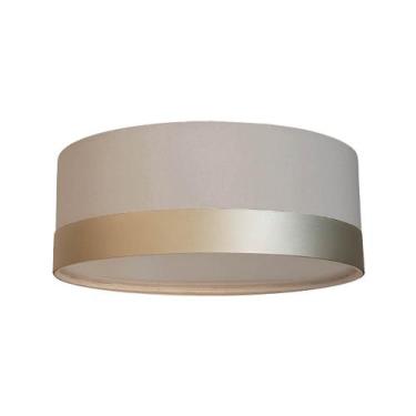 Imagem de Plafon Com Cúpula Em Tecido Detalhe Cor Bronze 50x15cm Cinza - Tom Luz