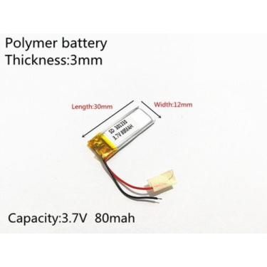 Imagem de Bateria 301230  3,7v 80 Mah 3mm X 12mm X 30mm  C/2 Fios - bgb