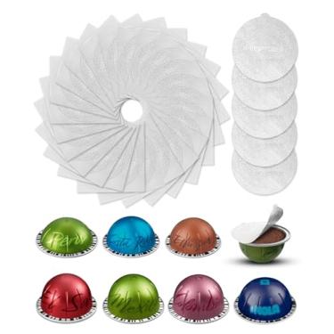 Imagem de SWEETDEER Tampas de vedação de alumínio para cápsulas recarregáveis Nespresso Vertuo, 110 peças de tampas de vedação reutilizáveis para cápsulas Vertuoline, compatíveis com cápsulas reutilizáveis