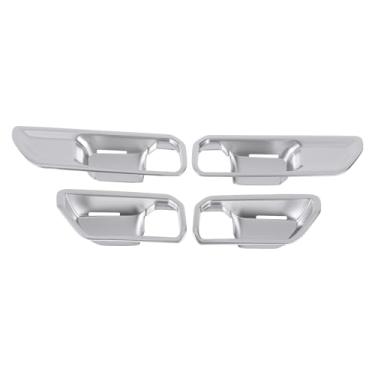 Imagem de A ABSOPRO Acabamento da tampa da maçaneta da porta interior para Toyota Land Cruiser 250 2024-2025 Maçaneta interna acabamento da moldura tom prata ABS 4 peças