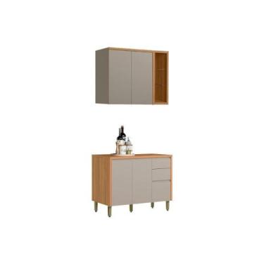 Imagem de Kit Cozinha Modulada 2 Peças Allure (1Aéreo+1Balcão) CP24 Jequitiba/Gr