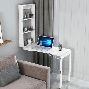 Imagem de Montado Na Parede, Mesa De Jantar Fixada Na Parede, Mesa Conversível, Mesa De Montagem Na Parede, Mesa Multifuncional Para Escritório Em Casa, Mesa De Computador Com Ec, White, 110 * 60cm