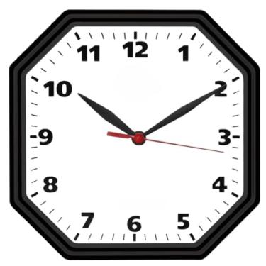 Imagem de Relógio de Parede Grande Decorativo Oitavado Preto Clássico - Relógios de Parede para Cozinha, Sala e Escritório com Mecanismo Silencioso