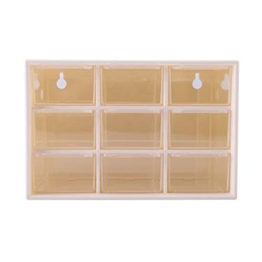 Imagem de Gaveta de Mesa, Leve, Transparente, Grande Capacidade, Joias, Caixa de Armazenamento de Cosméticos, Multifuncional, Prático, Portátil, Plástico, 9 Treliças, Mini Armários, Gaveta