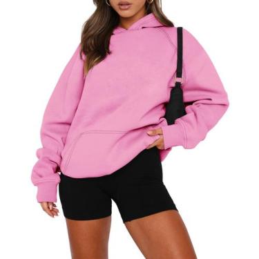 Imagem de Hoodies Onlypuff y2k rosa pêssego, pulôver vintage para mulheres