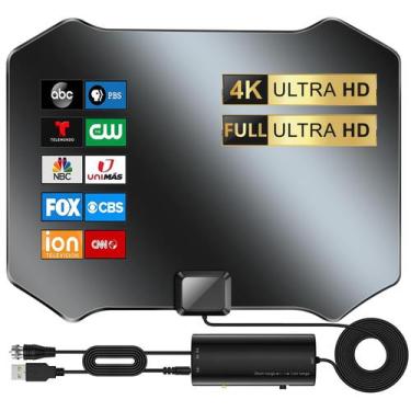 Imagem de Antena de TV interna digital 4K 1080p com cabo amplificador de sinal d