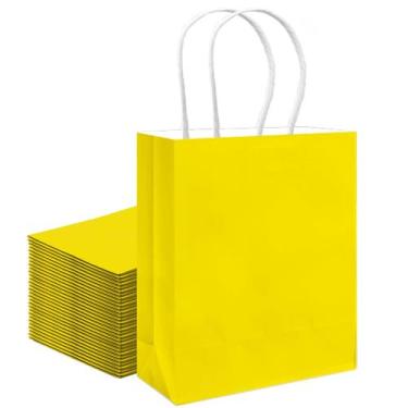 Imagem de Bolsa de presente qiqee média amarela brilhante com alças 30 unidades 