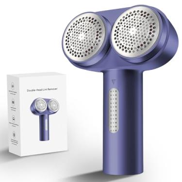 Imagem de HANDZEE Barbeador de tecido elétrico, removedor de fiapos profissional, removedor de fiapos elétrico de cabeça dupla 2000 mAh, velocidade ajustável de 2ª marcha, removedor de comprimidos de 6 lâminas