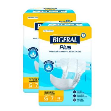 Imagem de Kit 2 Fralda Bigfral Plus G 7 Unidades