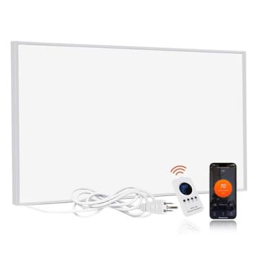 Imagem de Aquecedor de ambiente para uso interno 600W - Aparelho de painel de aquecimento infravermelho inteligente montado na parede com termostato, proteção contra superaquecimento, eficiência energética e