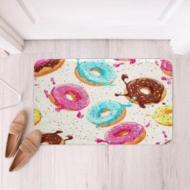 Imagem de Tapetes de banho de rosquinha de chocolate para banheira de chuveiro donuts tapetes de banheiro para meninos meninas crianças caprichosos sobremesa tapetes de banho para banheiro 50 x 81 cm acessórios de banheiro