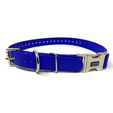 Imagem de Sparky Pet Co 1 polegada à prova d'água Biothane Double Buckle E Collar Receiver Alça de reposição 1" x 30" (azul escuro)