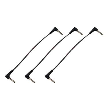 Imagem de Kit 3 Cabo P10 90º Em L Para Pedal Efeitos 25Cm Preto Mxt